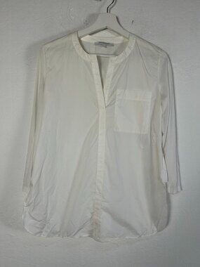 Gerard Darel Womens White V-Neck Popover Tunic Top Shirt Size 1 Casual Pocket